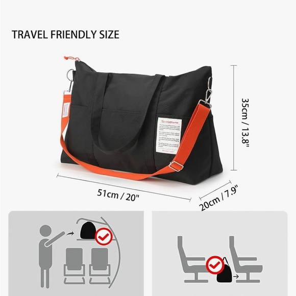 Scandia Home Duffel Bag Black and Orange with Minimalist Design - Picture 4 of 11